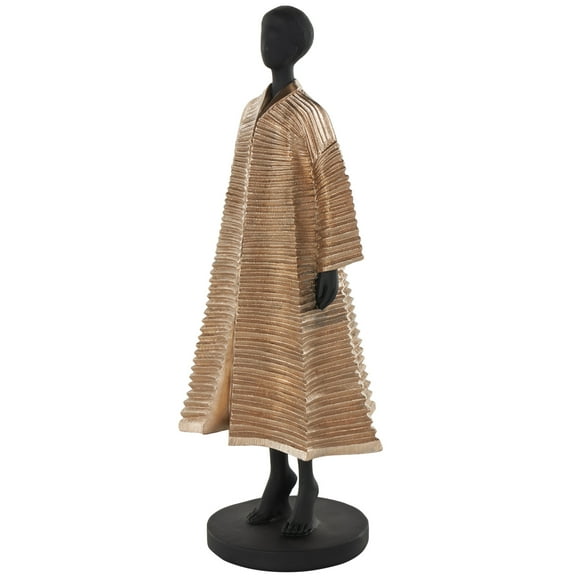 7" x 18" Black Polyresin Woman Sculpture with Ivory Attire, by DecMode