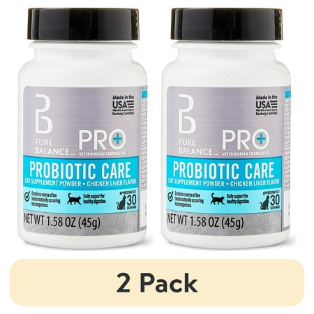 (2 pack) Pure Balance Pro+ Veterinarian Formulated Probiotic Care for Cats, Chicken Liver Flavor, 30 Servings