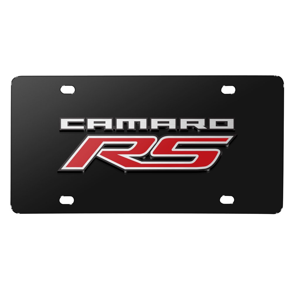 Chevrolet Camaro RS 3D Logo on Black Stainless Steel License Plate