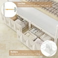 thumbnail image 6 of Hiphuta Queen Size Crown Canopy Bed with Power Outlet & LED, Upholstered Princess Beds with 4 Removable Posts, Queen Velvet Bed for Adults, Curtain Not Included, White, 6 of 9