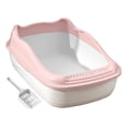 thumbnail image 3 of MERIGLARE Cat Litter Box Semi Enclosed Multifunctional for Kittens Hamsters Detachable Pink, 3 of 9
