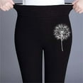 thumbnail image 5 of JURANMO Limited Time Deals Of The Day Leggings for Women Sherpa Lined Warm Thick Workout Pants Casual High Waist Legging Pants Trendy Dandelion Print Fleece Tights Black M, 5 of 9