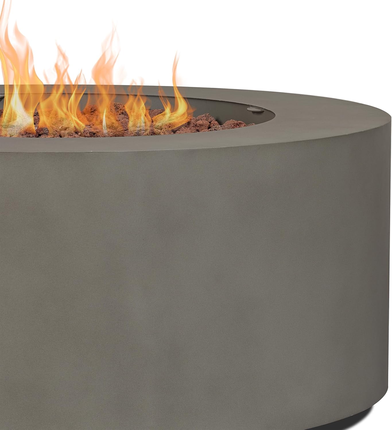 Real Flame Aegean 36" Round Steel Propane or Natural Gas Fire Pit Table in Mist Gray