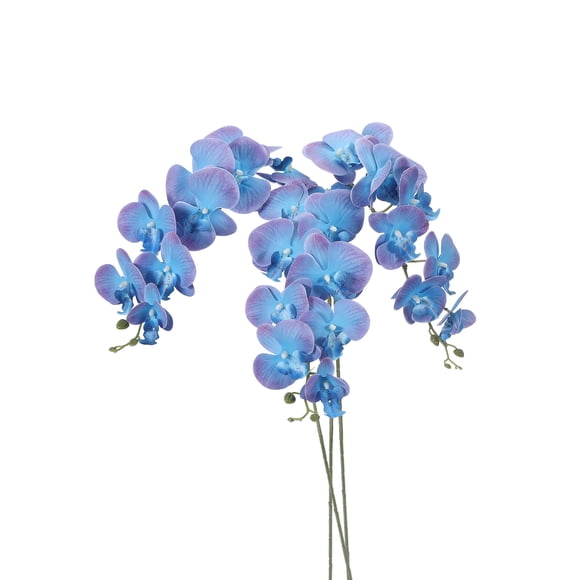 Uxcell Artificial Orchid Stems Faux Phalaenopsis Flowers Real Touch Fake Orchid Flower for Home Wedding Decoration Purple Blue