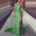 thumbnail image 2 of WTXUE Robes d'Été pour Femmes, Robe de Bal à Paillettes pour Femmes, Robe de Soirée Dorée pour Demoiselle d'Honneur à Col en V Longue, Robe Verte, Vert TG, 2 of 6