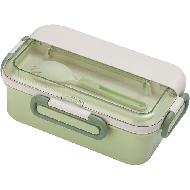 Lunch with Compartment Plastic Lunch Microwave Sealed Kids School Lunch Plate Kitchen Food Storage Container Beeswax Wraps Reusable Food Wrap Food Storage Wrap and Silicone Lids (Green, One Size)