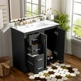 thumbnail image 2 of 36'' Bathroom Vanity with Ceramic Sink Combo, Solid Wood Frame Bathroom Storage Cabinet, Freestanding Vanity Set with 3 Drawers, 2 of 9