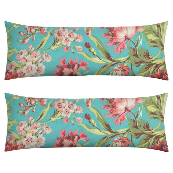 Summer Body Pillow Cover 20x54 - Tropical Flower Leaves Long Pillow Case with Zipper - Soft Breathable Maternity Pillowcase - Full Body Pillow Protector - Aesthetic Bed Pillow Cover