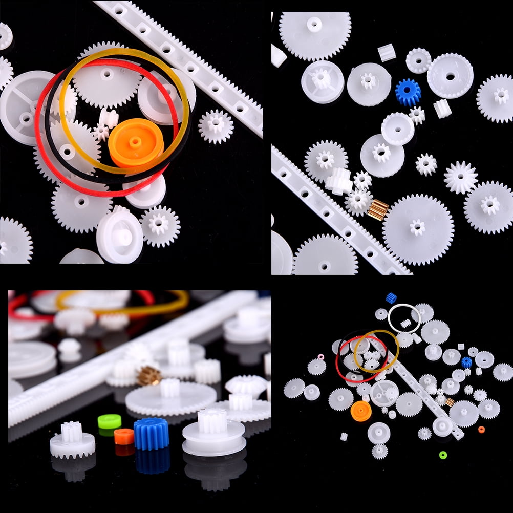 60 pcs Plastic Gear Set DIY Rack Pulley Belt Worm Single Double Gears