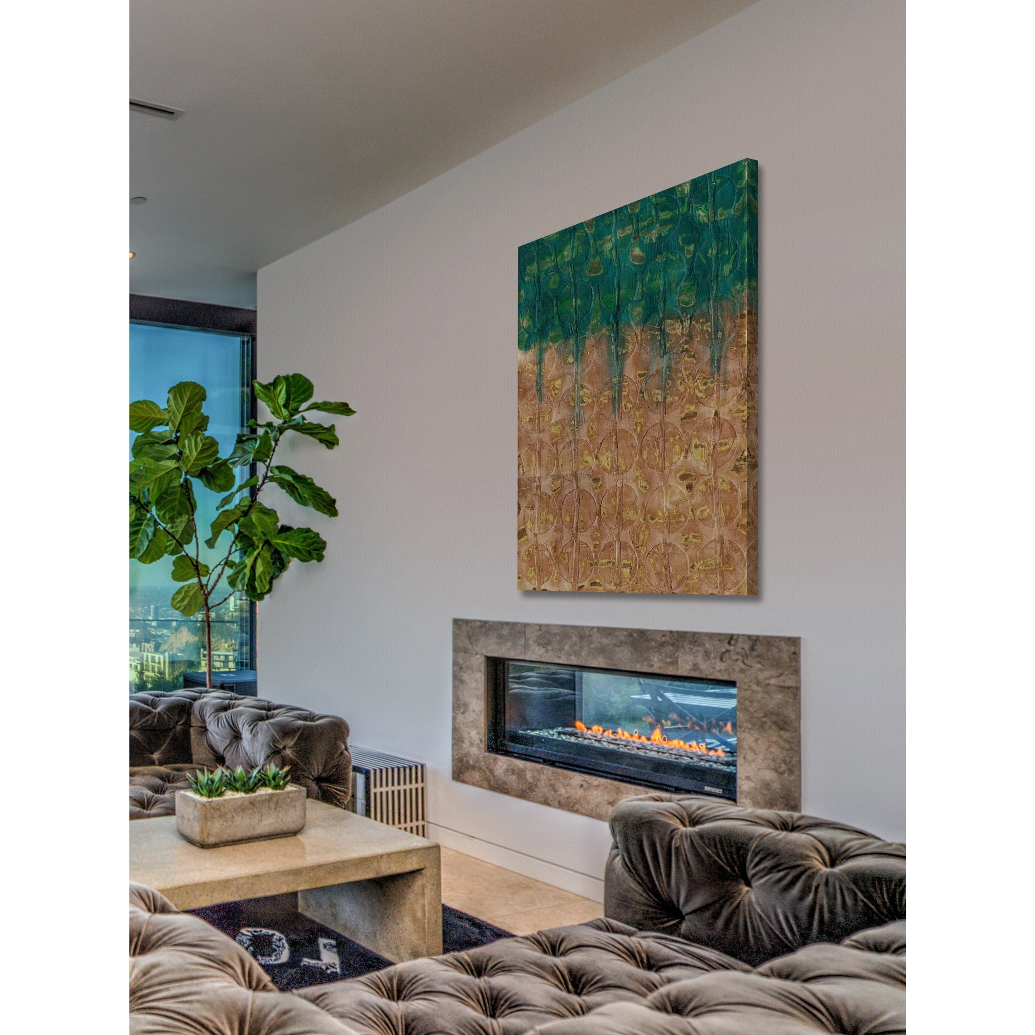 Marmont Hill "Gold Meadow" Painting Print on Wrapped Canvas