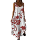 thumbnail image 2 of Vestido Maxi de Verano para Mujer, con Tirantes Finos, Sin Mangas, Cuello en V, Estilo Bohemio, Floral, para Vacaciones, Rojo, Talla M, 2 of 10