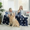 thumbnail image 2 of Thick Warm Sherpa Fleece Star Blanket, Double Sided Patriotic Throw Blanket Fluffy Soft Fuzzy Thick Blanket for Couch, Bed and Gifts(Navy Blue, 50" x 60"), 2 of 8