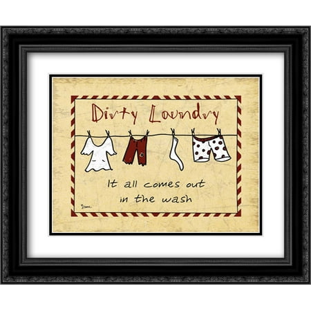 206 Matt - Dirty Laundry Stripe 2x Matted 24x20 Black Ornate Framed Art Print by Stimson, Diane
