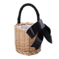 thumbnail image 2 of Handwoven Black Wicker Basket for Storage with Inner Lining and Ring Weaving Technique 12.5 inches, 2 of 3