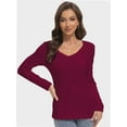 thumbnail image 6 of Long Sleeve Shirts for Women Sexy V Neck Tops Fitted Tight T Shirts Basic Tee, 6 of 6