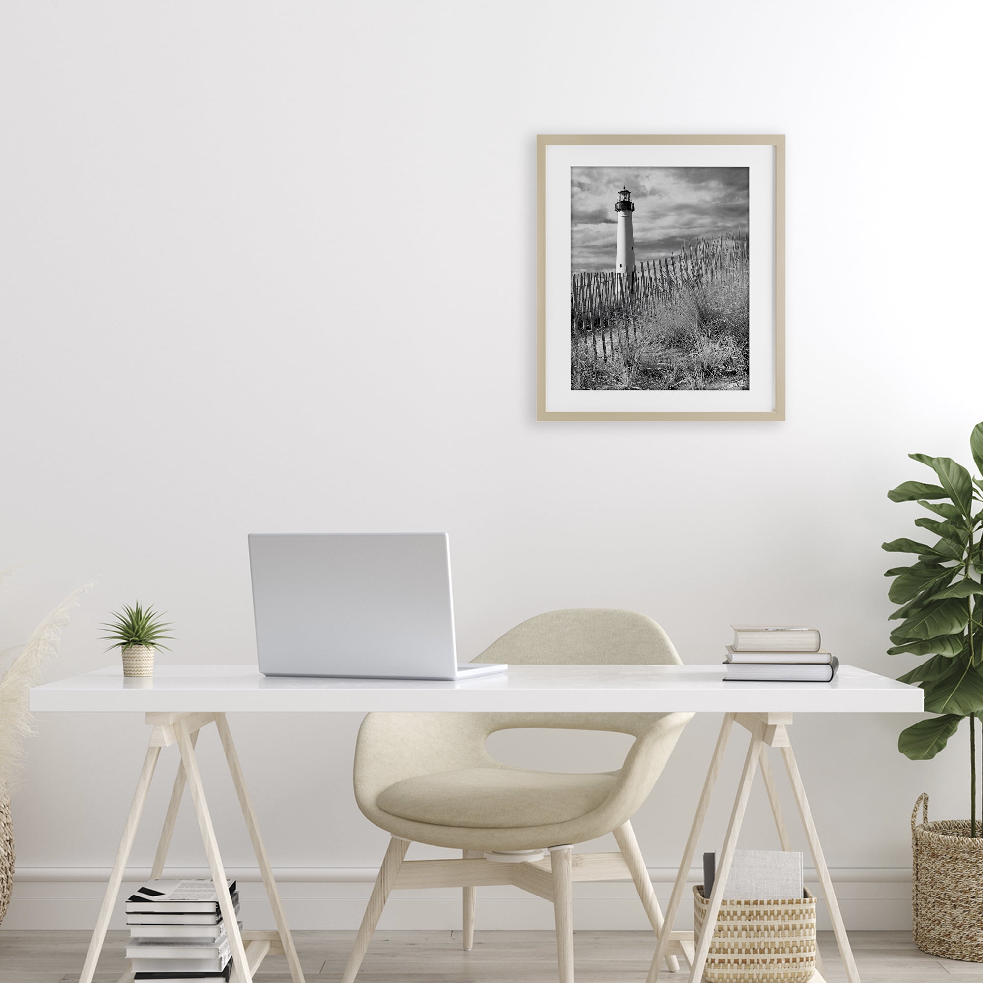 Stupell Industries Cape May Lighthouse View Birch Framed Print Under Glass, design by MJ Photography