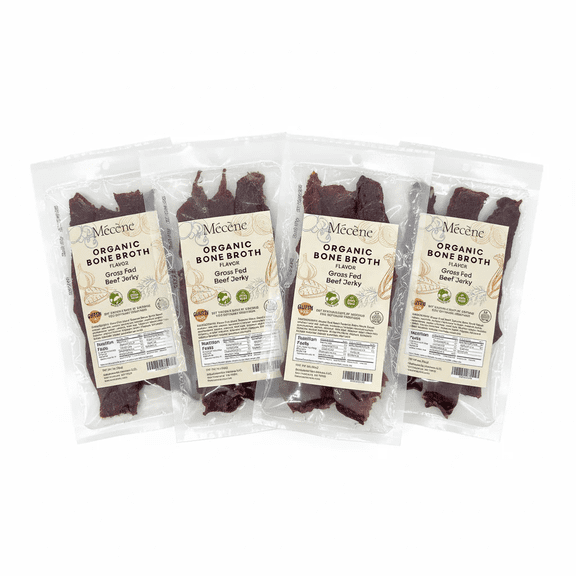 Tough To Chew: Organic Bone Broth Beef Jerky – Grass-Fed, Zero Sugar, Low Calorie, High Protein, Extra-Firm Texture – 2 oz (Pack of 4)