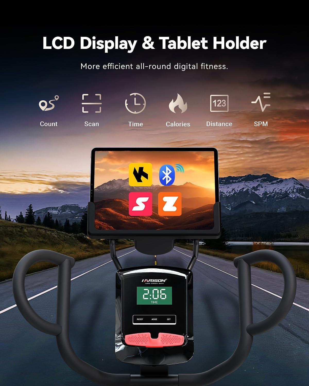 HARISON Recumbent Exercise Bike with 400 lbs Capacity, Magnetic Recumbent Bike for Adult and Seniors, Stationary Bike for Home with Smart Bluetooth App, 2 in 1 LCD Monitor and Tablet Holder