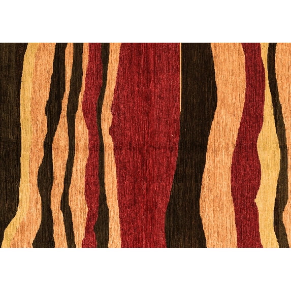 Ahgly Company Indoor Rectangle Abstract Orange Modern Area Rugs, 2' x 4'