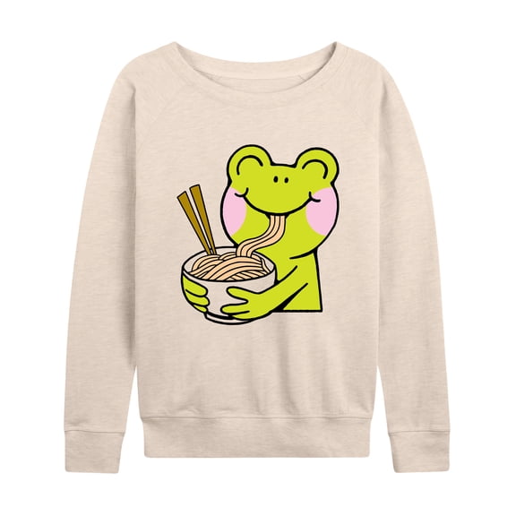 Instant Message - Kawaii - Ramen Noodles For Frog - Women's Lightweight French Terry Long Sleeve Shirt