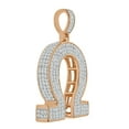 thumbnail image 3 of Real Genuine Sterling Silver 25+ Grams Omega Symbol Sign Greek Alphabet 4.00 Ct. Simulated Diamond 14K Rose Gold On 3D Pendant Charm + Free Chain, 3 of 5