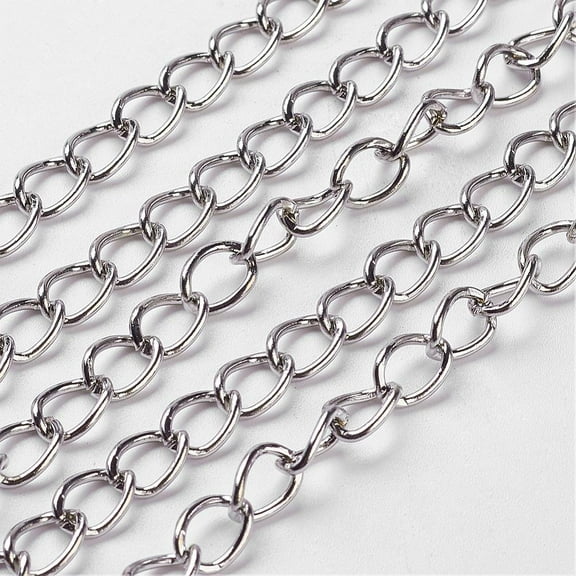 Iron Chains Unwelded Twisted Chains Unwelded Oval with Spool Lead Free & Nickel Free Platinum 8x6x1mm