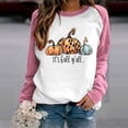 thumbnail image 2 of SwiftWear Women's Thanksgiving Pumpkin Print Sweatshirt - Fashion Raglan Long Sleeve Crewneck Top, Halloween Soft It's Fall Y'all Pullover Shirt Pink, 2 of 4
