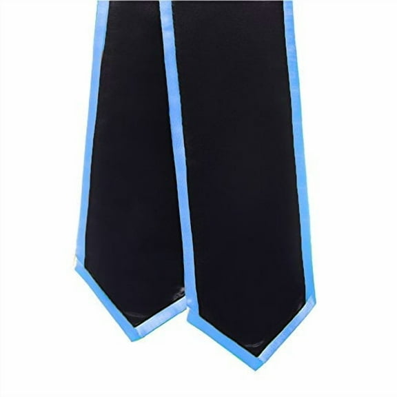 Honors Graduation Academic Stoles/Sashes with Classic End and Trim (Black w/Light Blue Trim)