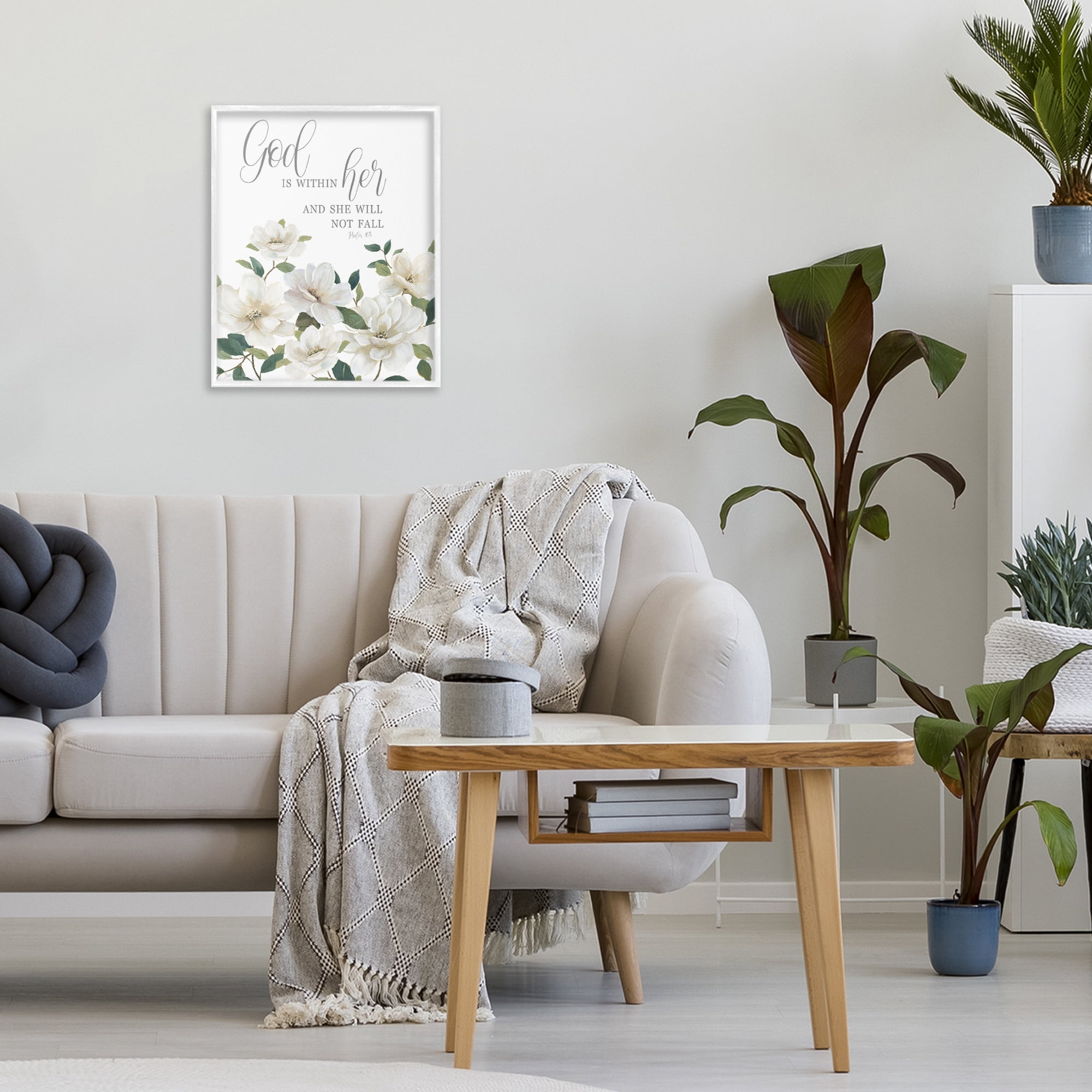 Stupell Industries God Is Within Her White Framed Giclee Art, design by Nan