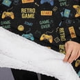 thumbnail image 3 of Oversized Wearable Blanket Hoodie,Colorful Games Retro Black Pattern Sherpa Blanket Hoodie with Super Pockets,Super Warm Fuzzy Pullover for Women & Men, 3 of 6