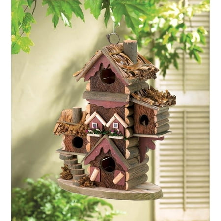 Hummingbird Birdhouses,wooden Hangging Finch Sparrow Gingerbread-style Birdhouse, This multi-level birdhouse condo offers lovable lodgings for several avian households.., By Songbird Valley from (Best Way To Hang A Birdhouse)