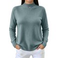 thumbnail image 2 of Women's Mock Neck Knit Sweater, Lightweight Basic Long Sleeve Pullover Tops for Fall Winter Daily Wear M, 2 of 6