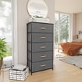 thumbnail image 2 of Pellebant  Fabric Vertical Dresser Storage Chest Tower with 5 Drawers Grey Dark Wood, 2 of 8