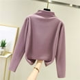 thumbnail image 2 of WTOBBY Women's Warm Fleece Base Shirt with Seamless Design, Thick Inner Layer for Insulation, Half High Neck Long Sleeve Top, Perfect for Cold Weather and Layering,Light Purple XL, 2 of 4