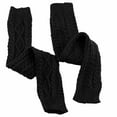 thumbnail image 4 of HKYNLAG Womens Leg Warmers Cable Knitted Thigh High Socks Winter Over Knee Boot Socks Leggings Black One Size, 4 of 4
