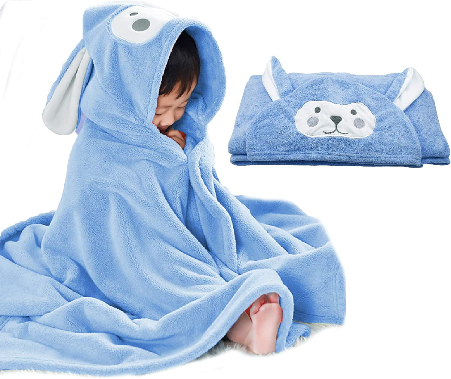 Highly Absorbent Bathrobe Blanket Gifts for Toddlers Shower Premium Hooded Towel for Kids,-28×55 INCH Large Size Kids Bath Towel,Ultra Soft Hooded Towel Wrap for Boys Girls 