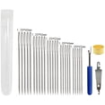 thumbnail image 2 of Tapestry Needles Five Sizes 14, 16, 18, 20, 24 - Large Eye Blunt Needles 25 Pcs、Stitch Removal Tool、Thimble、Threader for Cross Stich and More (Silver-28pcs), 2 of 4