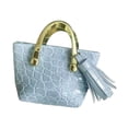 thumbnail image 3 of Bolso de mano femenino a escala 1/6, juguete de imitación de cuero sintético con borlas, 12 azul claro, 3 of 9
