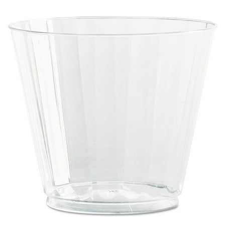 

WNA Classic Crystal Plastic Tumblers 9 oz. Clear Fluted Squat 12/Pack