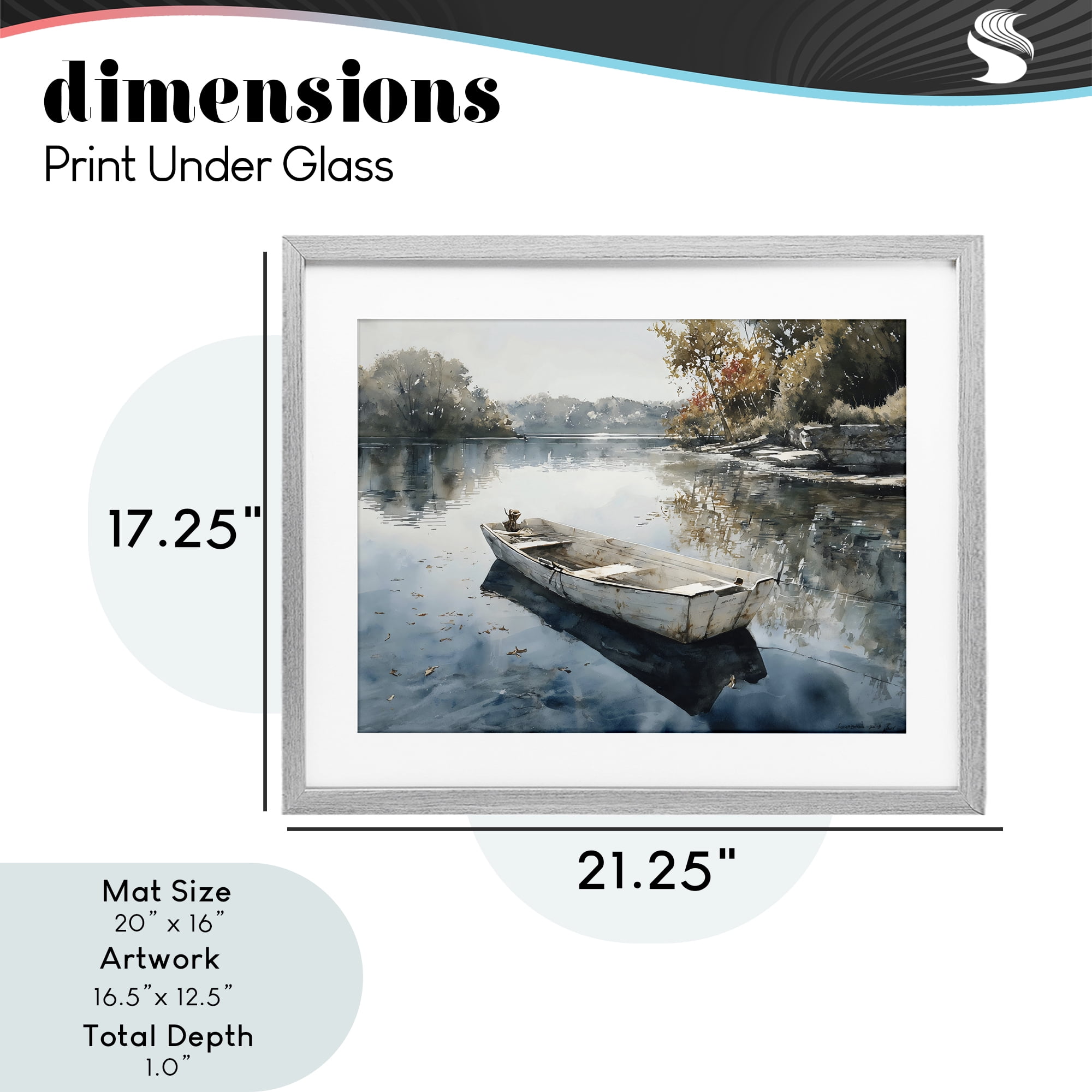 Stupell Industries Boat Ride Through Autumn Reflections Gray Framed Print Under Glass, design by Franklyn Gregory