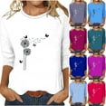 thumbnail image 5 of YanHoo Women 3/4 Sleeve Tops and Blouses 3/4 Sleeve Graphic Tees for Women 3/4 Sleeve Crewneck Loose Fit Top Crewneck Pullover Woman Dressy Tops Sleeve 3/4 Wear To a Party, 5 of 5