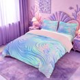 thumbnail image 2 of meiyoeat Blue Swirl Background Bedding,Iridescent Abstract Print Duvet Cover Full For Girl,Reversible,3pcs,1 Duvet Cover and 2 Pillowcases, 2 of 6