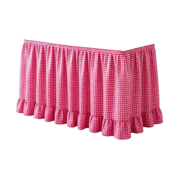 6ft Gingham Table Skirt with Ruffled Edge, 72.05 x 29.92 Inch Plaid Tablecloth for Wedding Party Celebration Podium and Home Decor (13 Colors Available)