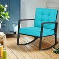 thumbnail image 5 of Gymax Outdoor Wicker Rocking Chair Patio Lawn Rattan Single Chair Glider w/ Turquoise Cushion, 5 of 10
