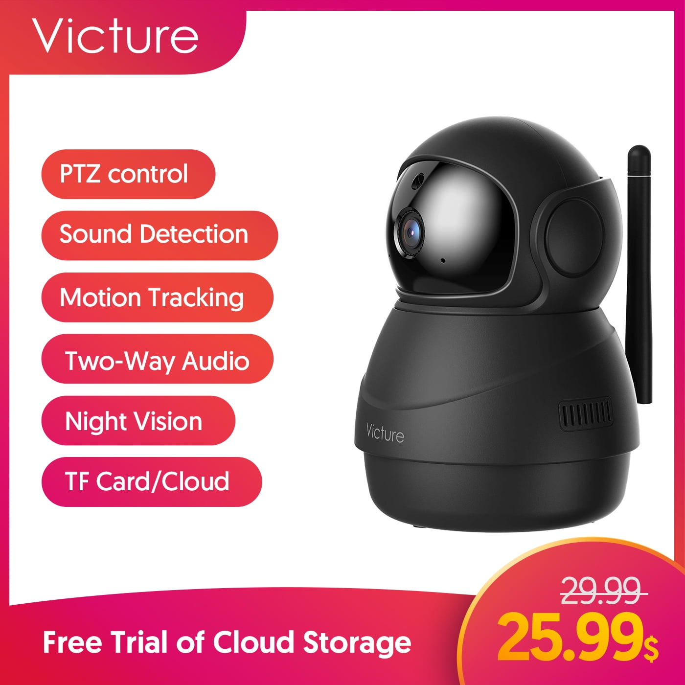 Victure Pc650 Home Security Camera Dual Band 2 4ghz 5ghz For Baby Elderly Pets 2 Way Audio Motion Detection And Night Vision Remote Control Via Ipc360 Home App Walmart Com