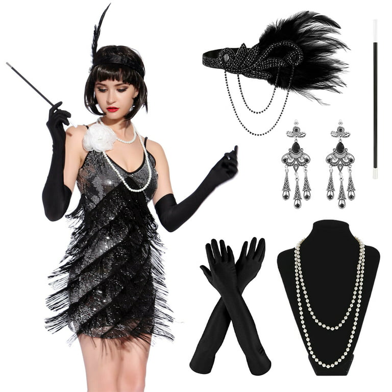 SWEETV 7Pcs 1920s Flapper Accessories Set for Women, Great Gatsby Roaring  20s Women Costume Accessories Sets - Yahoo Shopping