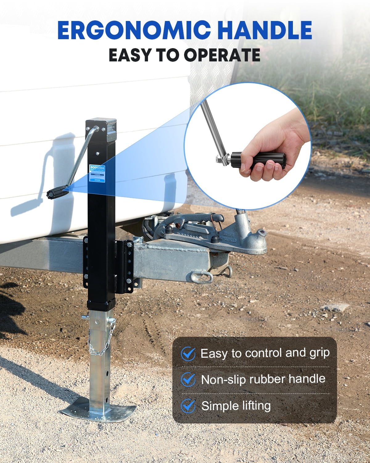 Kohree 8000lbs Heavy Duty Trailer Jack, 28.7" Vertical Travel, Adjustable Drop Leg & Ergonomic Handle for Large RV,Utility Trailers, Yacht Trailers, Boat Trailer