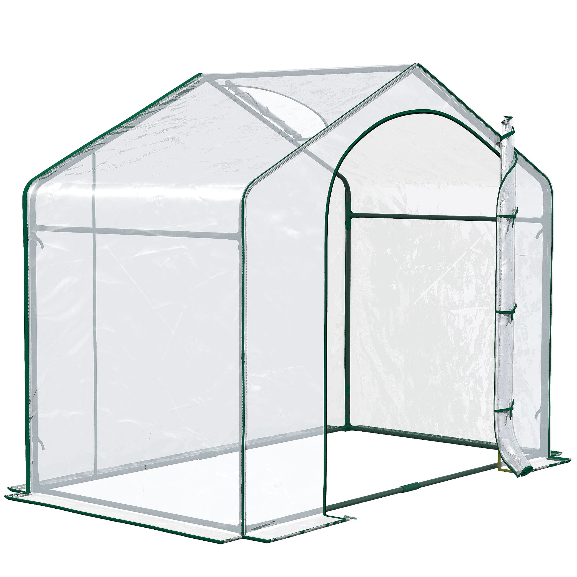 Outsunny 71.75" x 39.25" x 59.75" Portable Walk-in Greenhouse, PVC Cover, Steel Frame Garden Hot House, Zipper Door, Top Vent, Clear