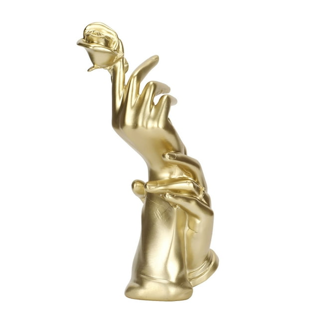 Hand Held Rose Sculpture Resin Elegant Unique Two Handed Rose Statue for Home Decoration