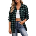 thumbnail image 2 of Caywon Women's Loose Cut Plaid Button-Up Shirt with Chest Pockets, Long Sleeve Casual Flannel Top for Fall Travel and Weekend excursions, 2 of 8